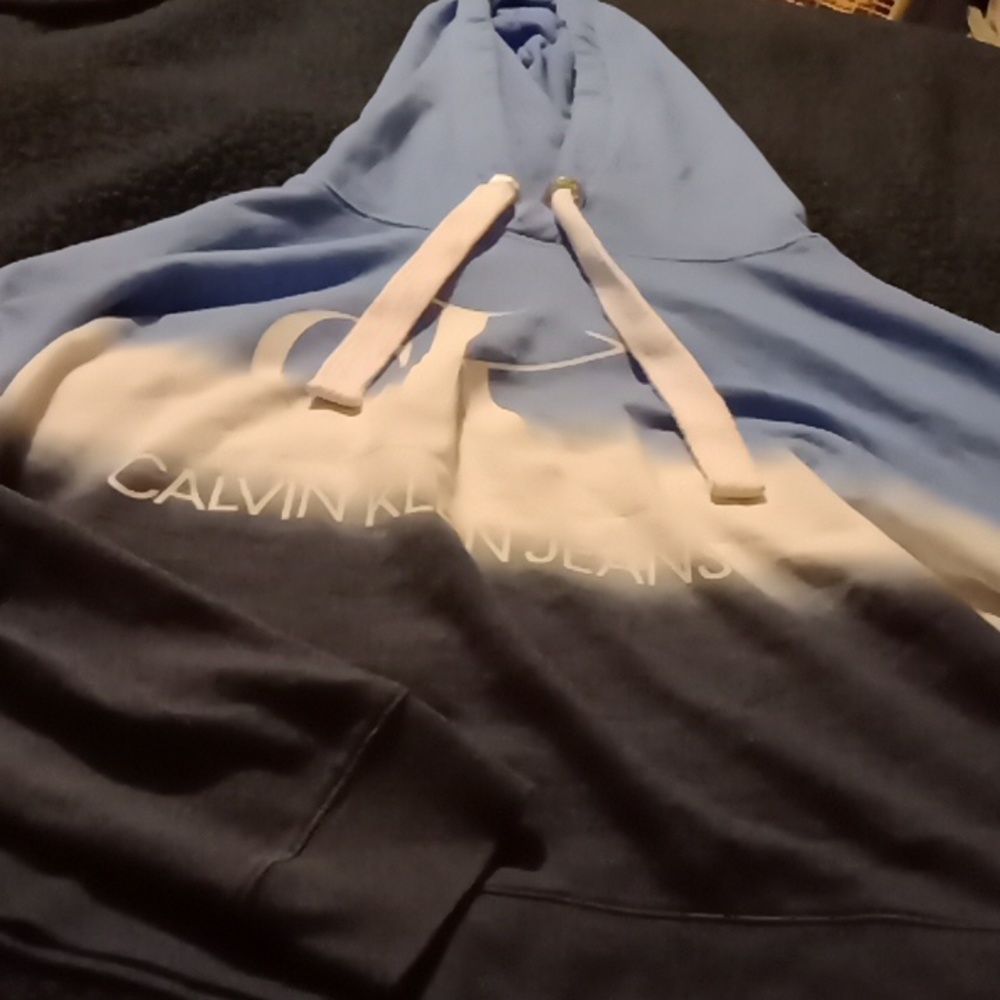 Calvin Klein Tye Dye Blue Hoodie Size L - Picture 2 of 5